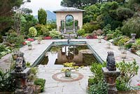 The Italian temple and formal pool in the Italian garden of Ilnacullin - Garinish Island. Glengarriff, West Cork, Ireland. 