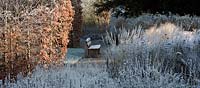 Frosty winters morning in the Western pleasure gardens at Trentham 