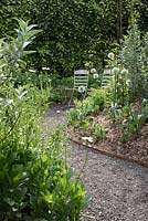 Papillonnez, Flit About - Designers: Cyril Servettaz and Hannes Heuche - Festival International des Jardins 2017, Domaine de Chaumont sur Loire, France - seats and aggregate pathway with metal border edges