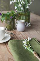 Table place setting with Galanthus