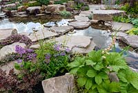 Naturalistic Water Garden - Jackie Knight's Just Add Water - RHS Chatsworth Flower Show 2017  Designer: Jackie Sutton - Built and sponsored by Jackie Knight Landscapes