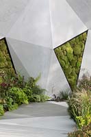 The Jeremy Vine Texture Garden - concrete wall inlaid with moss balls - RHS Chelsea Flower Show 2017