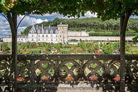 Overlooking the vegetable knot garden and parterre - Chateau Villandry, Loire Valley, France