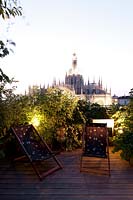 View from terrace to Duomo cathedral. Milan. Italy, May.