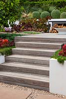 Wooden steps in Cactus garden, Cap d'Antibes, May.