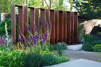 Corten steel screen structure in The Daily Telegraph Garden at RHS Chelsea Flower Show 2010 designed by Andy Sturgeon