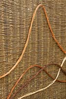 Decorative woven willow fence screen. Designers Emma Bannister and Ben Donadel