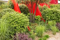 The Silk Road Garden, Chengdu, China garden at the RHS Chelsea Flower Show 2017. Sponsor: Creativersal. Designers: Laurie Chetwood and Patrick Collins