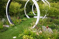 The Breast Cancer Now Garden: Through the Microscope at the RHS Chelsea Flower Show 2017. Designer: Ruth Willmott. Awarded a Silver Gilt Medal. The B