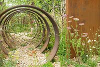 The Brownfield Metamorphosis garden at the RHS Hampton Court Flower Show 2017. Designer: Martyn Wilson. Sponsor: St Modwen Properties plc. Gold Medal.