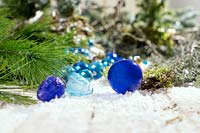 Christmas decoration in blue color tones