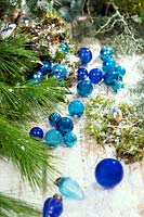 Christmas decoration in blue color tones