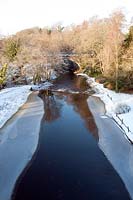 River Doon with snow in winter at Alloway, Ayrshire, Scotland. Birthplace of poet Robert Burns