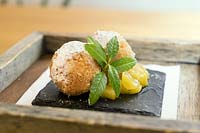 Curd cheese dumplings with lemon verbena