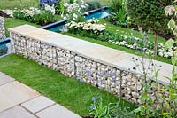Gabion used as a bench