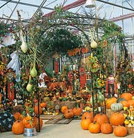 Herbst Austellung von Kürbissen, Pavillon