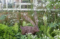 RHS Chelsea Flower Show 2014.  Hartley Botanic Garden. Wire animal sculpture. 