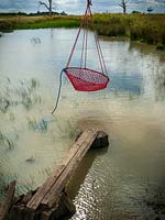 Pond with childs swing above it