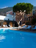 The swimming pool at Hotel Signum, Salina, Italy