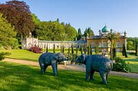 Sezincote, Moreton-in-Marsh, Gloucestershire, UK ( Peake ) Exotic oriental water garden with Indian style house.