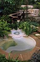 Chelsea FS 2004 New Zealand fantasy garden with pools and New Zealand plants