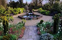 Rymans Sussex Mediterranean sunken garden with formal pond