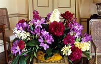 Parham Sussex cut flower floral arrangement by Joe Reardon Smith double peonies rhododendrons double stocks May