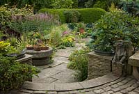 Flowering borders in the Paved Garden, York Gate, Leeds, Yorkshire, UK. 