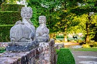 A pair of sphinx statues. Dipley Mill, Hartley Wintney, Hants, UK