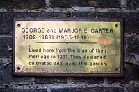 Plaque found when restoring garden of original owners of house