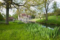River Wylye with mill house. Job's Mill, Crockerton, Wiltshire, UK