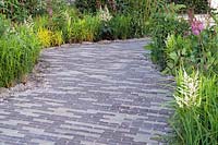 Permeable paving. The South West Water Green garden, RHS Tatton Park