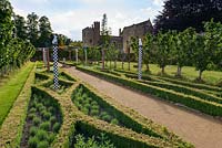 View of the Heraldic Garden with Sidney family symbols, Parterre with lavender 
and sage