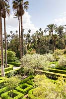 View from the Galera del Grutesco.Alcazar Palace Gardens, Seville, Spain. 