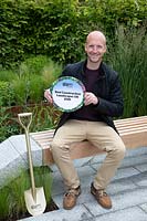 Dan Ryan, the Contractor with his 'Best Construction' award on 'High Line' garden at BBC Gardeners World Live 2019, based on the High Line Garden in New York 