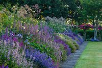 Long herbaceous border at Town Place in Sussex, UK.
