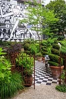 Garden of the Anders Hotel on the Prinsengracht canal, Amsterdam, The Netherlands. Designed by industrial designer Marcel Wanders who also designed the hotel. 