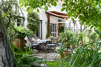 Summer terrace with chairs and table 