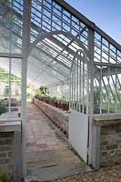 View into the glass house at Hoveton Hall Gardens, Norwich, UK. 
