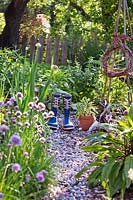 In the herb garden.