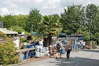 People visiting Alexandra Palace Garden Centre on a summer day, London Borough of Haringey.