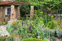 Overview of the Sentebale - Hope in Vulnerability Garden at RHS Chelsea Flower Show 2015 - Sponsor: David Brownlow charitable foundation, Princes Foundation for Building Community - People's Choice 2015