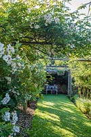 Roses and seat at Mannington Hall