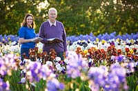 Christine and David Howard at Howard Nurseries open ground bearded Iris fields in May.