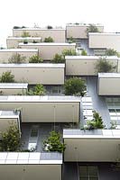 Bosco Verticale - Vertical forest. Residential towers planted with trees and shrubs.