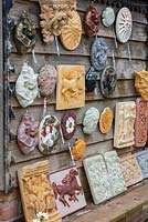 Garden Stone Art, a range of wall plaques handmade at Hilltop garden from reconstituted stone.