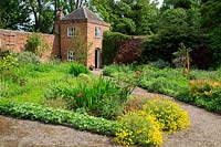 Brick folly built into the wall of the walled garden at Middleton Hall garden.