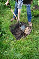 Checking soil profile by digging an inspection hole. Step 3 Excavate half the trench a further 30cm to a depth of 60cm.