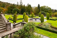 A view of the terrace garden designed by Thomas Mawson,at Rydal Hall in autumn. 