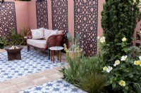 Moroccan style patio in suburban garden